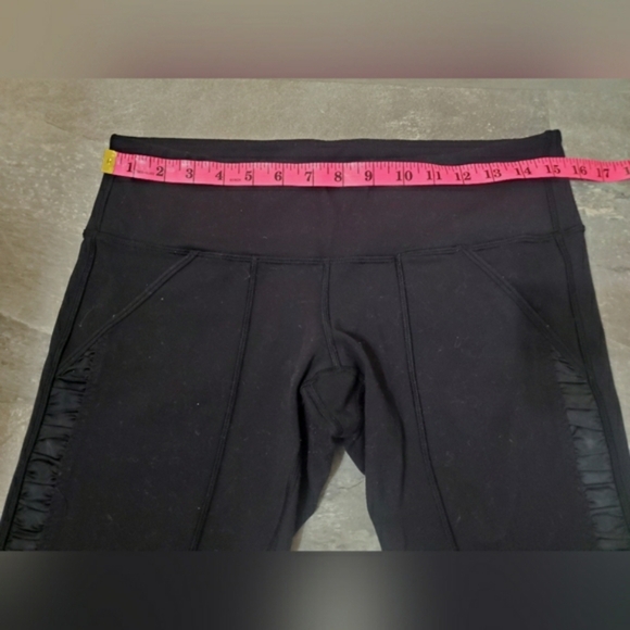 Lululemon Practice Daily Pant. Tights. Satin Ruched Details Side. Black. 10. 28" - Picture 15 of 15